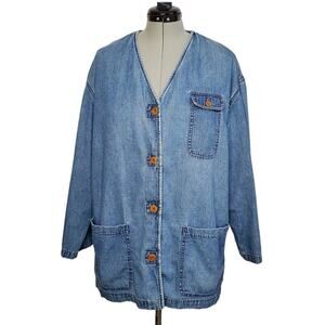 Vintage First Issue blue cotton denim chore jacket, shacket, size large